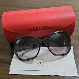 Valentino Black Gradient Oversized Women's Sunglasses with Red Case